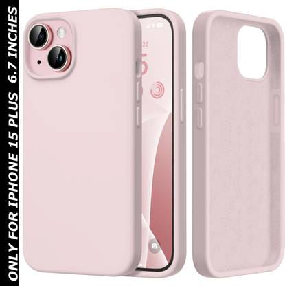 VONZEE Back Cover for Apple iPhone 15 Plus Liquid Silicone Microfiber Cloth Lining 3 layer Case