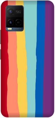 PHONE WALEY.COM Back Cover for VIVO Y21T \ V2135 \ Color Gradient Rainbow Stripes,Apple logo, Printed