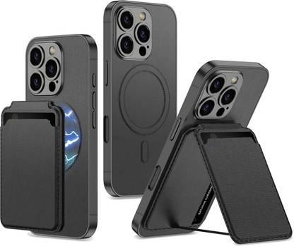 my pc wala Back Cover for Magsafe Detachable 2 in 1 for iPhone 16 Pro Max Wallet Case & Card Holder Block Kickstand