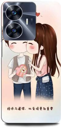 ORBIQE Back Cover for Vivo Y02 GIRL BOY LOVE, ANIME, SWEET COUPLE, TOGETHER, COUPLE UMBRELLA