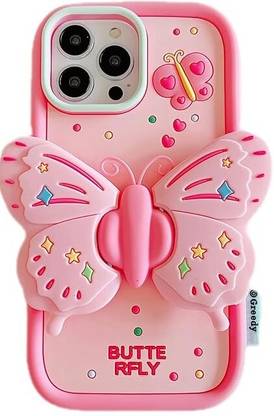 Ritsan Collection Back Cover for 3D Butterfly Silicone Rubber Girls Women Cute Phone Cases Iphone 15 plus