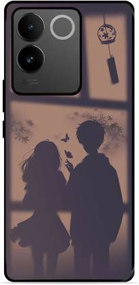 FAZAKA Back Cover for iQOO Z7 Pro 5G On Glossy Metal Phone Cover | CAT LOVER | COUPLE