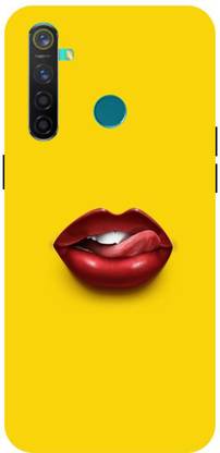 ADZIRE Back Cover for realme 5 Pro, RMX1971, GIRL, LIPS, HOT, LIPD, KISS, YELLOW