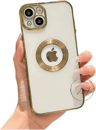 Midos Back Cover for Apple iPhone 13, Electroplating Chorme Logo Cut Transparent Cover For iPhone 13