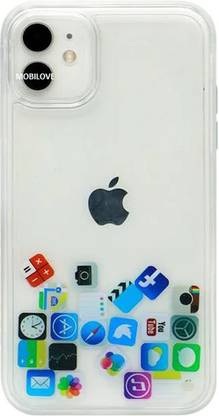 MOBILOVE Back Cover for Apple iPhone 11 | Clear Floating App Icons Case With Hard Back Design Soft Side TPU Case