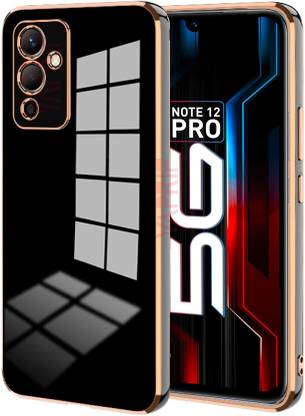 VAPRIF Back Cover for Infinix Note 12 Pro 5G, Golden Line Premium Soft Chrome Case | Silicon Gold Border