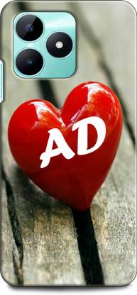 INDICRAFT Back Cover for Realme C51, RMX3830 A D, A LOVES D, NAME, ALPHABET, AD LOVE, HART, BLUE