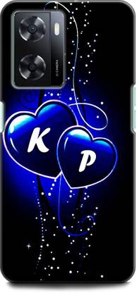 WallCraft Back Cover for OPPO A77s, CPH2473 K P, K LOVES P, NAME, ALPHABET, KP LOVE, HART, BLUE