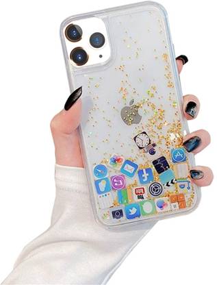 किडन Back Cover iPhone 12 Pro Max, Apps Glitter Mobile Cover, Hard/Back Colorful Bling Quicksand Shine के लिए