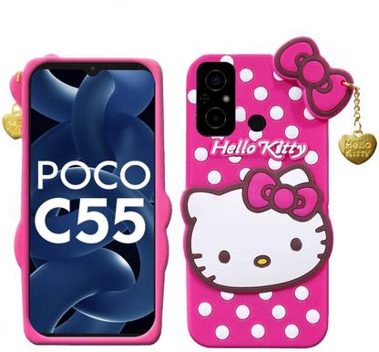 WEBKREATURE Back Cover for POCO C55, Redmi 12C, Cute Hello Kitty Case