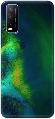 NDCOM Back Cover for Vivo Y20i Green Abstract Printed