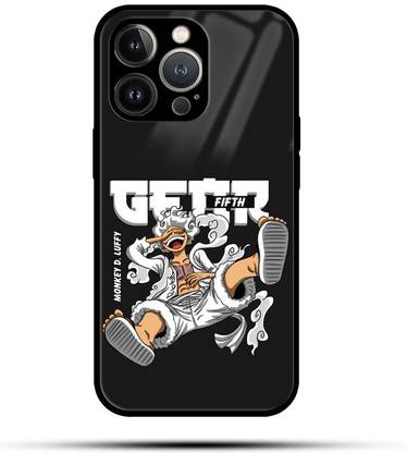 Kirmada Back Cover for iPhone 14 Printed Anime Glass Case Luffy Gear 5, One Piece