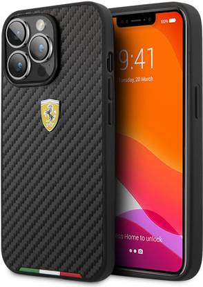 CG Mobile Back Cover for Apple iPhone 13 Pro Max, Official Licensed, Ferrari Carbon Italy Flag