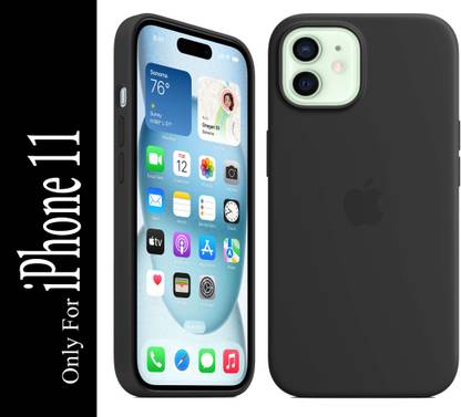 FIXTOTEL Back Cover for Apple iPhone 11, With Logo, Slim Soft Liquid Gel, Silicone Case, Microfiber Lining, Black