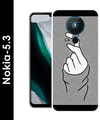 Golden Mask Back Cover for Nokia 5.3 korean heart sign printed back cover