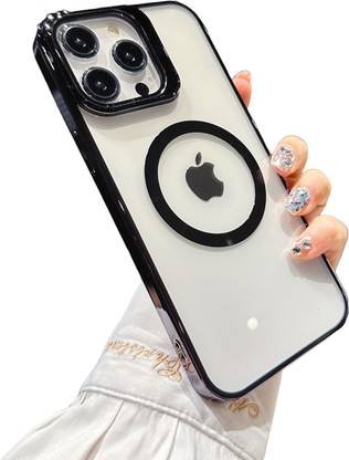 SCALEBEE Back Cover for Apple iPhone 15 Plus Crystal Clear Chrome Finished Camera Lens Protector Kickstand Case