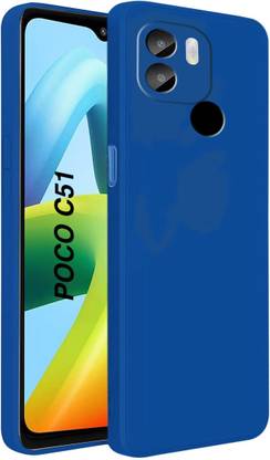 MobiLooks Back Cover for POCO C51, Liquid Silicone Case inner Microfiber Cloth