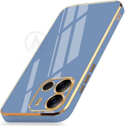 एस्ट्मो Back Cover Tecno Spark GO 2023 | Golden Line | Premium Soft Chrome Case | Silicon Gold Border के लिए