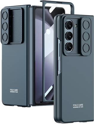 FIEUSCHE Back Cover for Samsung Galaxy Z Fold 6 Ultra Thin Case with Camera Shutter & Front Glass
