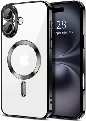 VONZEE Back Cover for iPhone 16 Clear Magnetic Plated Shockproof Soft TPU Electroplated Bumper Case