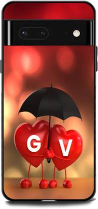 KEYCENT Back Cover for Google Pixel 7A (G V, G LOVES V, NAME, ALPHABET, GV LOVE, HART, BLUE