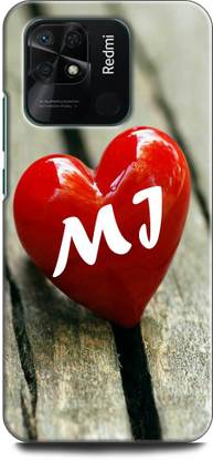 INDICRAFT Back Cover for REDMI 10 M J, M LOVES J, NAME, ALPHABET, JM LOVE, HART, BLUE