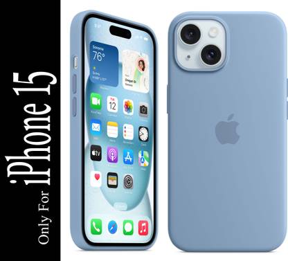 FIXTOTEL Back Cover for Apple iPhone 15, iPhone 15, With Logo, Slim Soft Liquid Gel, Silicone Case, Microfiber Lining, Winter