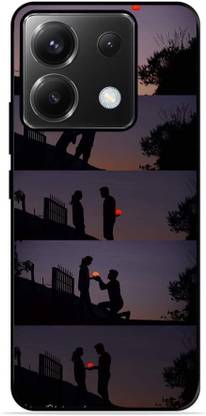 FAZAKA Back Cover for Poco X6 5G On Glossy Metal Phone Cover| MOON COUPLES