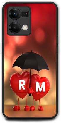 KEYCENT Back Cover for OPPO F21 Pro R M, R LOVES M, NAME, ALPHABET, RM LOVE, HART, BLUE