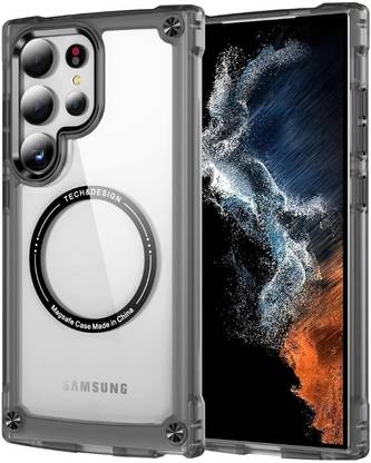MILLION CASES Back Cover for Samsung Galaxy S22 Ultra Metal Button Shockproof Magsafe Case