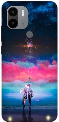 Phone Milaley.com Back Cover for POCO C50, LOVE, ANIME, SWEETCOUPLE, GIRL, BOY, HEART, RED, MOON