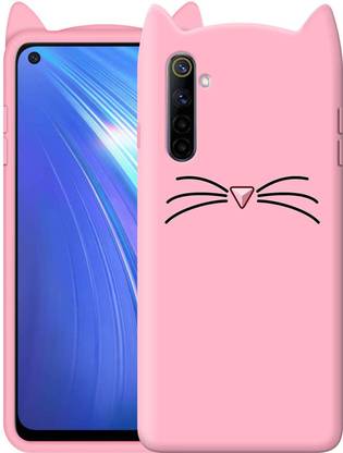 WAVECHOICE Back Cover for Realme 6 Pink Cat Design Soft Silicone Girls back Cover For Realme 6