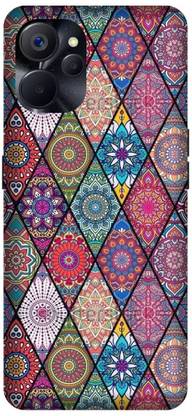 PHONE WALEY.COM Back Cover for Realme 9i 5G,RMX3612,Pink, Purple, Red, Colors, Mandala, Abstract Art,Printed