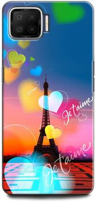 INDICRAFT Back Cover for OPPO F17 EIFFEL TOWER, PARIS, HEARTS, LOVE, COLORFUL