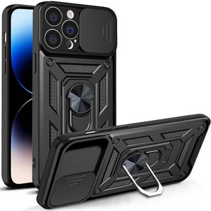 Moshking Back Cover for IPHONE 14 Pro Max, 360° Protection || Rotate Ring Stand | Slide Camera Mobile Case