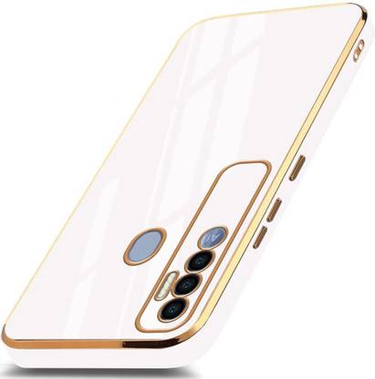 MOBIDEER Back Cover for TECNO SPARK 7 PRO, Golden Line,Premium Soft Chrome Case | Silicon Gold Border