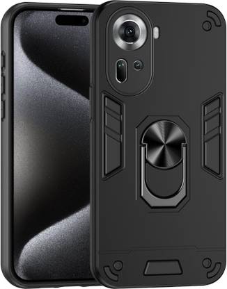 Wellchoice Back Cover for OPPO Reno11 5G Ring Holder & Kickstand in-Built (Black, Shock Proof, Pack of: 1)