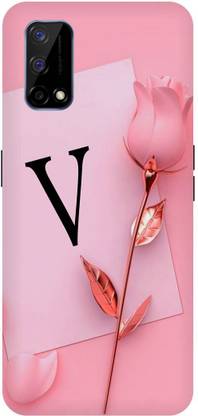 PICHKU Back Cover for Realme Narzo 30 Pro 5G,V, Pink, Rose, Alphabet, Latter, Design
