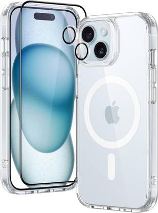 Maxboost Edge To Edge Tempered Glass for iPhone 15 Pro | Screen Protector Guard with Magsafe Back Cover & Camera Ring Lens Protector
