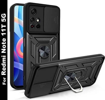 Moshking Back Cover for Redmi Note 11T 5G, 360° Protection | Rotate Ring Stand | Slide Camera Mobile Phone Case