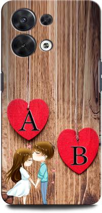INTERWEY Back Cover for Reno 8 5G AB, A LOVE B, B LOVE A, A LETTER, B LETTER, AB NAME