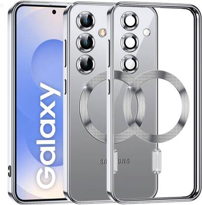 VONZEE Back Cover for Samsung Galaxy S25, Magsafe Compatible Built-in Camera Lens Protector Electroplated Case