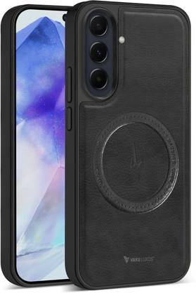 Vaku Luxos Back Cover for Samsung Galaxy A55 5G, Maxtron Leather Stitched Magsafe Phone Case Camera Screen Protector