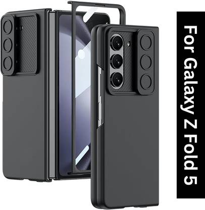 FIEUSCHE Back Cover for Samsung Galaxy Z Fold 5 Ultra Thin Case with Camera Shutter & Front Glass case