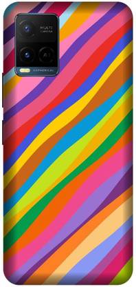 3D U PRINT Back Cover for VIVO Y21E ,V2111 Color Gradient Rainbow Stripes Printed