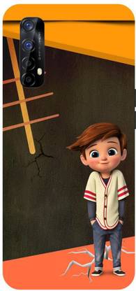 Wall Art Back Cover for REALME 7 Cartoon Boy, Cute Boy, Cute Cartoon Printed