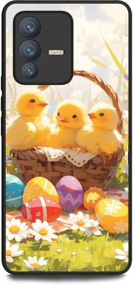 INDICRAFT Back Cover for Vivo V23 5G (EASTER, BIRDS, YELLOW, CUTE BIRD, EMOJI )