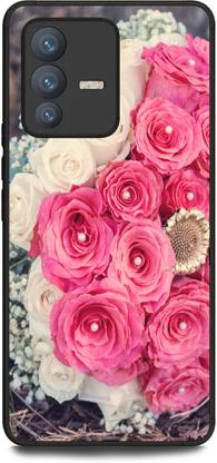 INDICRAFT Back Cover for Vivo V23 5G (ROSE, WHITE PINK ROCE, BOUQUET, ROSES, FLOWERS )