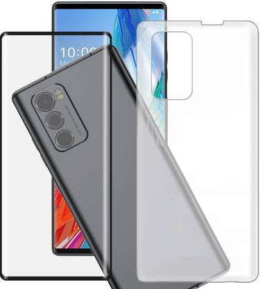 RUNICHA Back Cover for Combo Pack LG WING 5G Hard Cover Full Protection Tempered Glass Guard Full Coverage