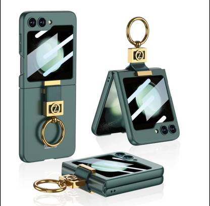FIEUSCHE Back Cover for Samsung Z Flip 6 Case with Ring Stand, Ultra-Thin Cover Screen Protector Phone Case